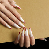 Wearing Nails, Rose Gold And Beveled Edge French Manicure, Long Ballet Nails, Fake Nails, Finished Products, Boxed