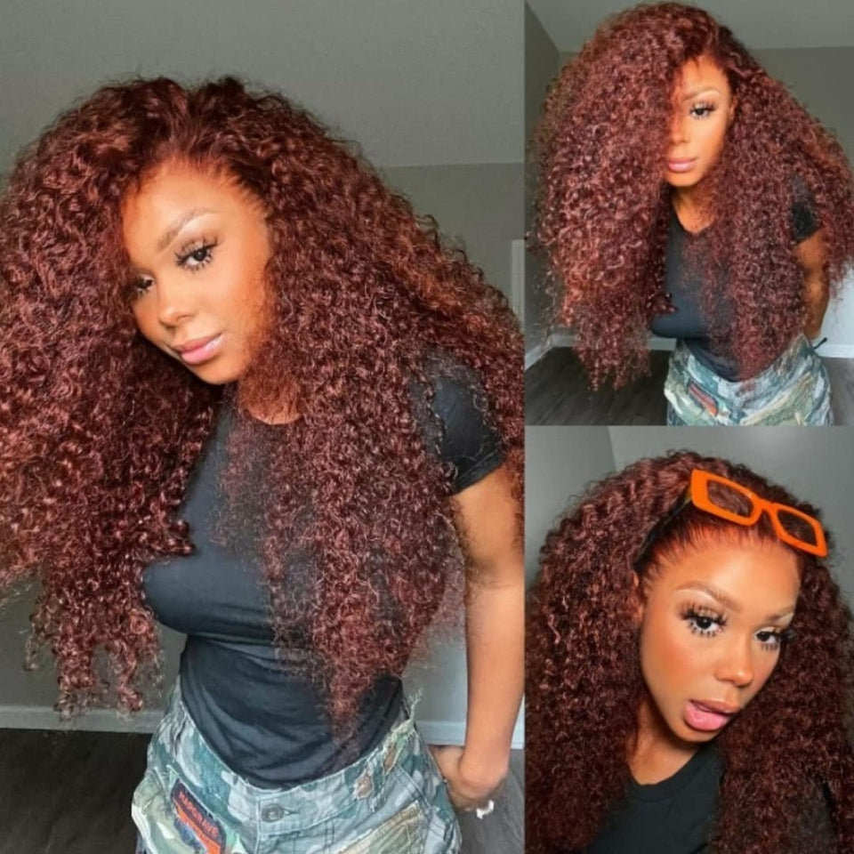 African Long Curly Hair Front Lace Brown Wig