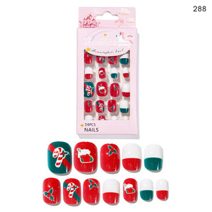 Christmas Cute Children Nails 24 Pieces Wearable