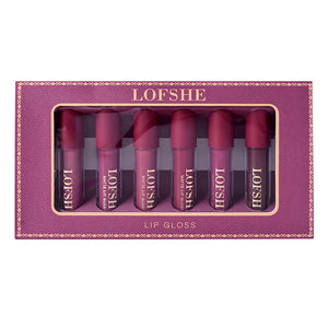 LOFSHE 6 Color Matte Non Stick Cup Lip Gloss Lipstick Set Boxed