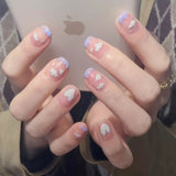 Ashionable Blue And Graffiti Pattern Wearable Fake Nails