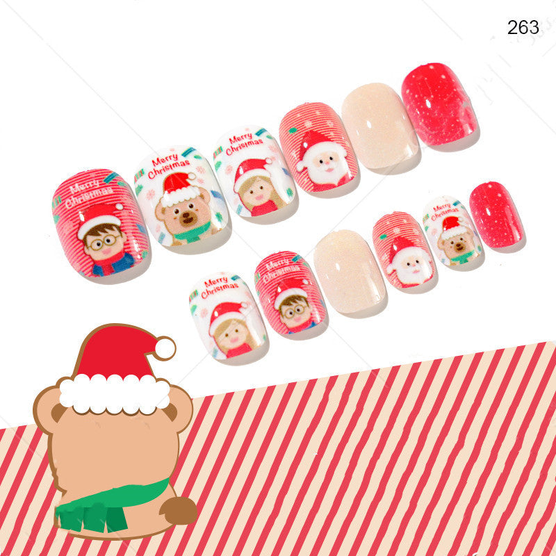 Christmas Cute Children Nails 24 Pieces Wearable