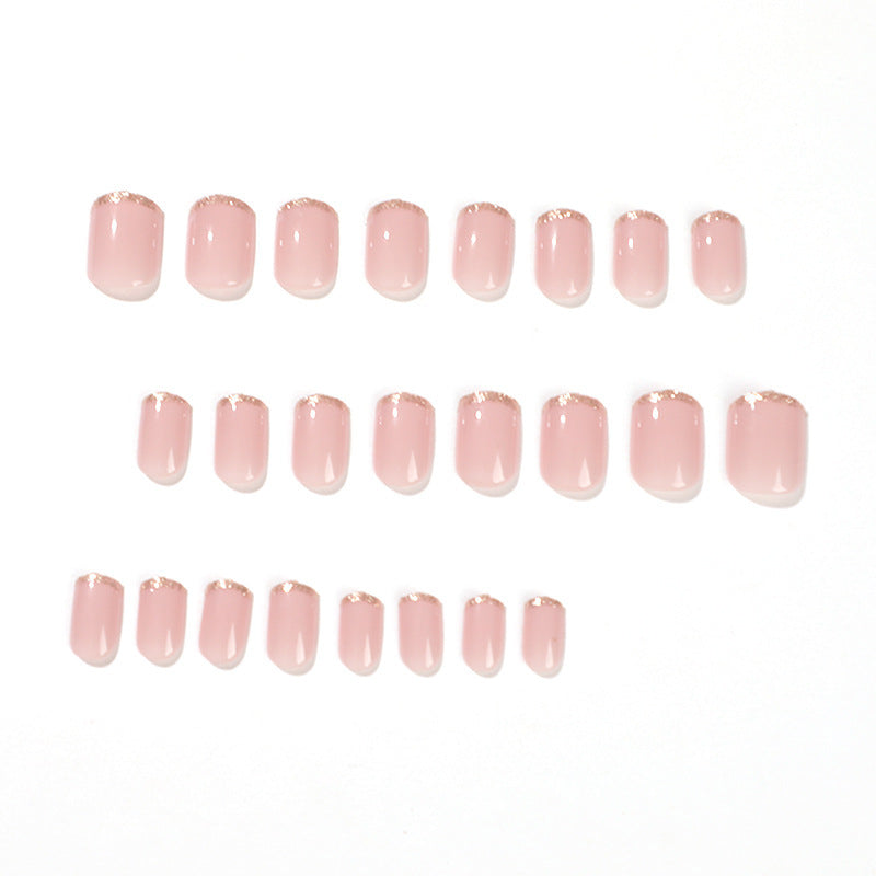 Mid-Length Press On False Nails Gradient Easy Wear Franch Reusable Natural