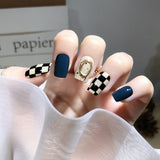 Ashionable Blue And Graffiti Pattern Wearable Fake Nails