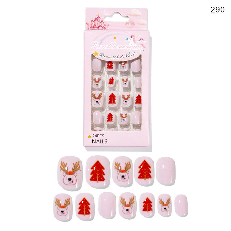 Christmas Cute Children Nails 24 Pieces Wearable